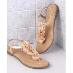 mochi Women T-Strap Sandals with Floral Applique-picture-14