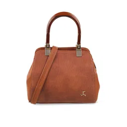 Mochi Women Tan Textured Structured Handheld Bag-picture-18