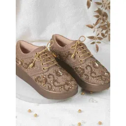 Mochi Women's Antique Gold Derby Shoes-picture-24