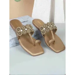 Mochi Women's Antique Gold Toe Ring Sandals-picture-15