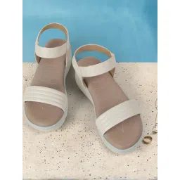 Mochi Women's Beige Ankle Strap Wedges-picture-12