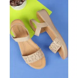 Mochi Women's Beige Sling Back Sandals-picture-13