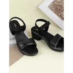 Mochi Women's Black Ankle Strap Sandals-picture-16