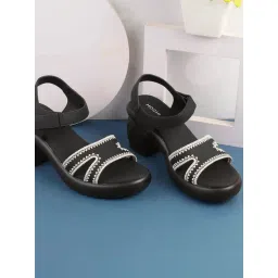 Mochi Women's Black Ankle Strap Sandals-picture-17