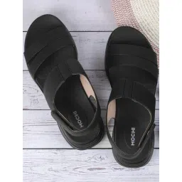 Mochi Women's Black Back Strap Sandals-picture-36