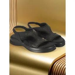 Mochi Women's Black Back Strap Wedges-picture-31