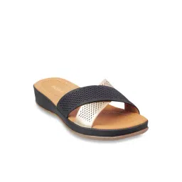 Mochi Women's Black Cross Strap Wedges-picture-34
