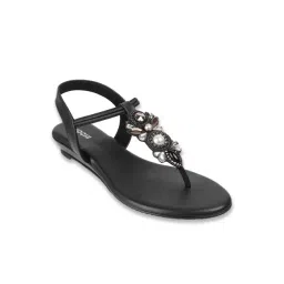 Mochi Women's Black T-Strap Sandals-picture-16