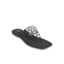 Mochi Women's Black T-Strap Sandals image 2