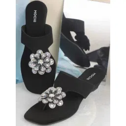 Mochi Women's Black T-Strap Wedges-picture-26