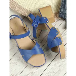 Mochi Women's Blue Ankle Strap Sandals-picture-45