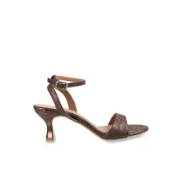 Mochi Women's Bronze Ankle Strap Stilettos-picture-25