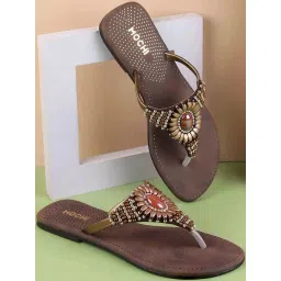 Mochi Women's Brown Thong Sandals-image-36