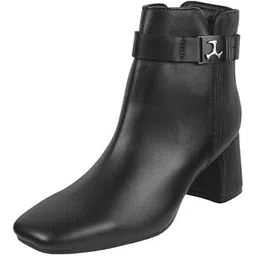 mochi Women's Faux Leather Mid Heel Zipper Semi-Formal Boots-picture-12
