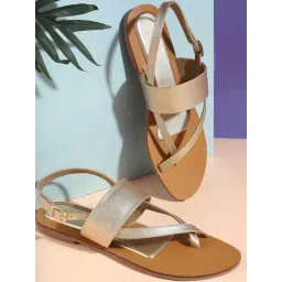 Mochi Women's Gold Back Strap Sandals-picture-15