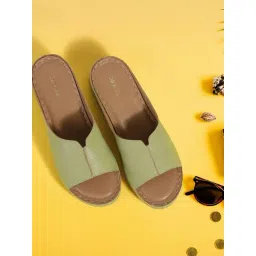 Mochi Women's Green Slide Wedges-picture-45