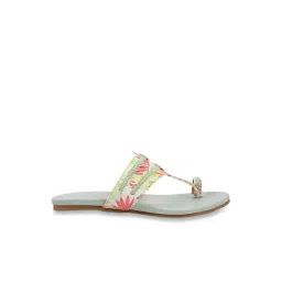 Mochi Women's Green Toe Ring Sandals-picture-32
