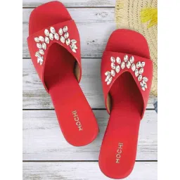 Mochi Women's Red Casual Sandals-picture-48
