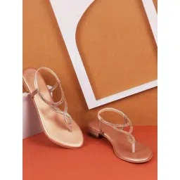 Mochi Women's Rose Gold Sling Back Sandals-picture-40