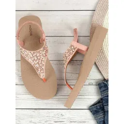 Mochi Women's Rose Gold Sling Back Sandals-picture-46