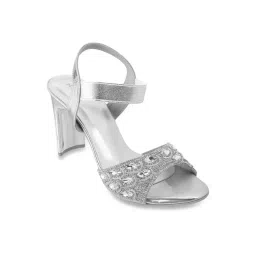 Mochi Women's Silver Ankle Strap Sandals-picture-38