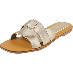 mochi Women’s Square Open‑Toe Braided Strap Flat Slide Sandals-picture-37