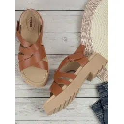 Mochi Women's Tan Back Strap Sandals-picture-29