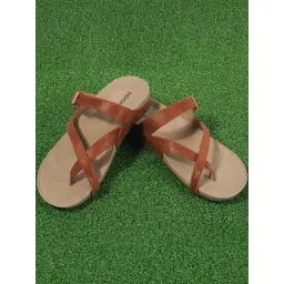 Mochi Women's Tan Cross Strap Sandals-picture-26