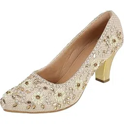 Women'sSlip On Closure Ethnic - Mojaris with Block Heel-image-1