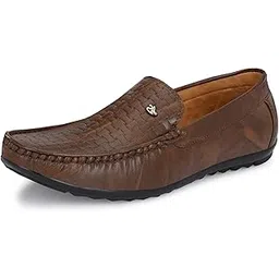 mochites Dark Brown Leatherette Stylish Slip-On Office Party Ethnic Wear Casual Loafers Shoes for Men (BAB1085-MC)-picture-12