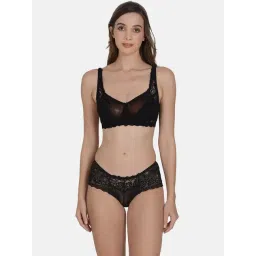 mod & shy Black Self Pattern Lingerie Set-picture-26