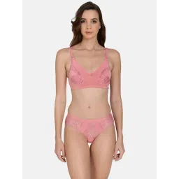 mod & shy Pink Self Pattern Lingerie Set-picture-46