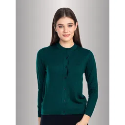 Moda Elementi Round Collar Long Sleeves Woollen Cardigan-picture-29