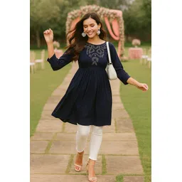 moda rapido Casual Regular Sleeves Embellished Women Blue Top-picture-10