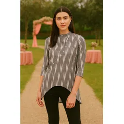 moda rapido Casual Regular Sleeves Printed Women Grey Top-picture-11
