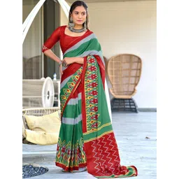 Moda Rapido Colourblocked Pure Cotton Designer Block Print Saree-picture-11