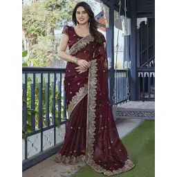 Moda Rapido Embellished Embroidered Organza Saree-picture-27