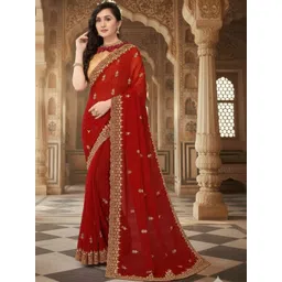 Moda Rapido Embellished Embroidered Poly Georgette Heavy Work Saree-picture-25