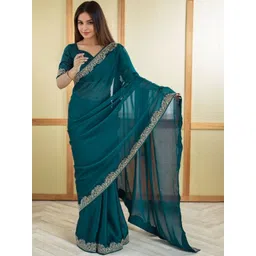 Moda Rapido Embellished Embroidered Silk Blend Heavy Work Saree-picture-39