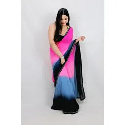 moda rapido Embellished, Solid/Plain Bollywood Georgette Saree-picture-11