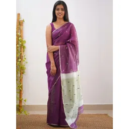 Moda Rapido Ethnic Motifs Embroidered Silk Blend Handloom Banarasi Saree-picture-40
