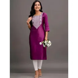 Moda Rapido Ethnic Motifs Embroidered Thread Work Chanderi Silk Thread Work Kurti-picture-33