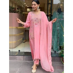 Moda Rapido Ethnic Motifs Embroidered Thread Work Kurta With Trousers & Dupatta-picture-24