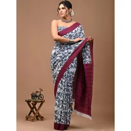 Moda Rapido Ethnic Motifs Printed Pure Cotton Ikat Saree With Blouse Piece-picture-15