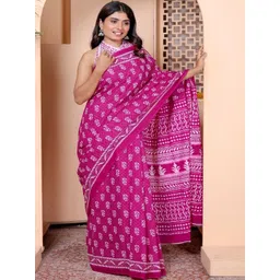 Moda Rapido Ethnic Motifs Printed Pure Cotton Ikat Saree With Unstitched Blouse Piece-picture-14