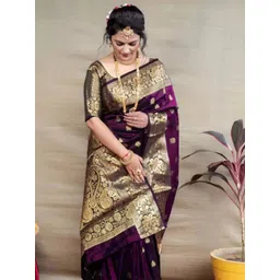Moda Rapido Ethnic Motifs Woven Design Zari Pure Silk Banarasi Saree-picture-26