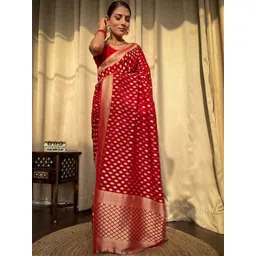 Moda Rapido Ethnic Motifs Zari Silk Blend Handloom Banarasi Saree-picture-26