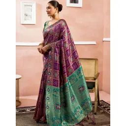 Moda Rapido Ethnic Motifs Zari Silk Blend Handloom Banarasi Saree-picture-36