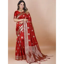 Moda Rapido Ethnic Motifs Zari Silk Blend Handloom Banarasi Saree-picture-39