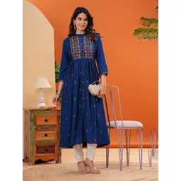 Moda Rapido Floral Embroidered Pleated Sequinned Mandarin Collar Anarkali Kurta-picture-25